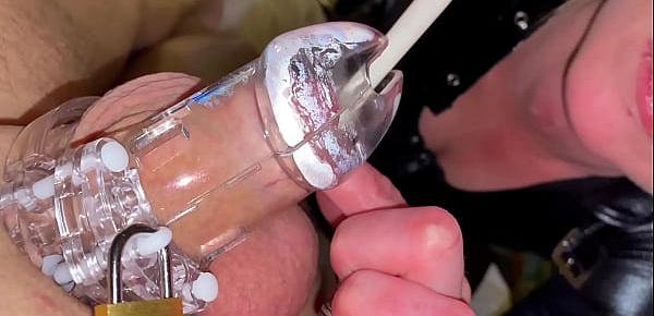  POV Playing with Dick in Chastity Belt make him Limp and Hard